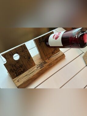 Handcrafted Dual Floating Wooden Wine Bottle Holder by John 3:16 Carpenter (13”